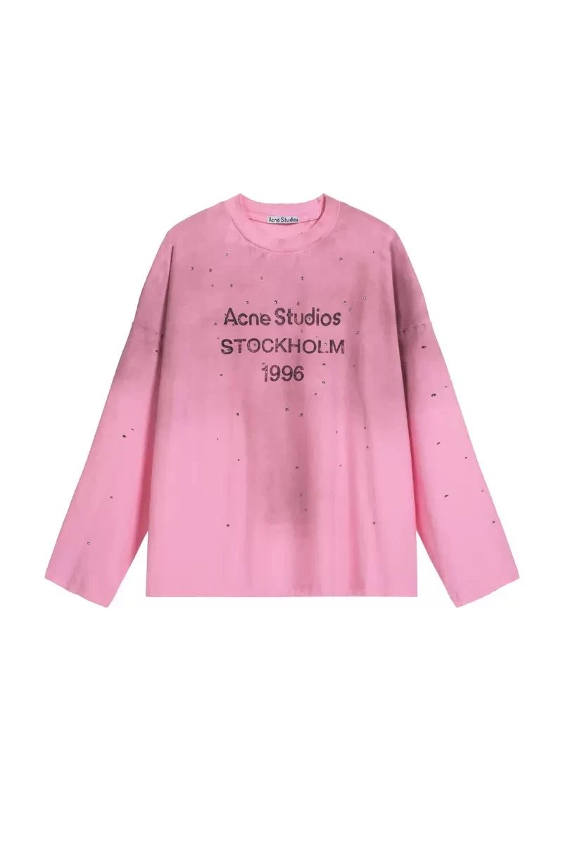 18-Pink rhinestone distressed wash