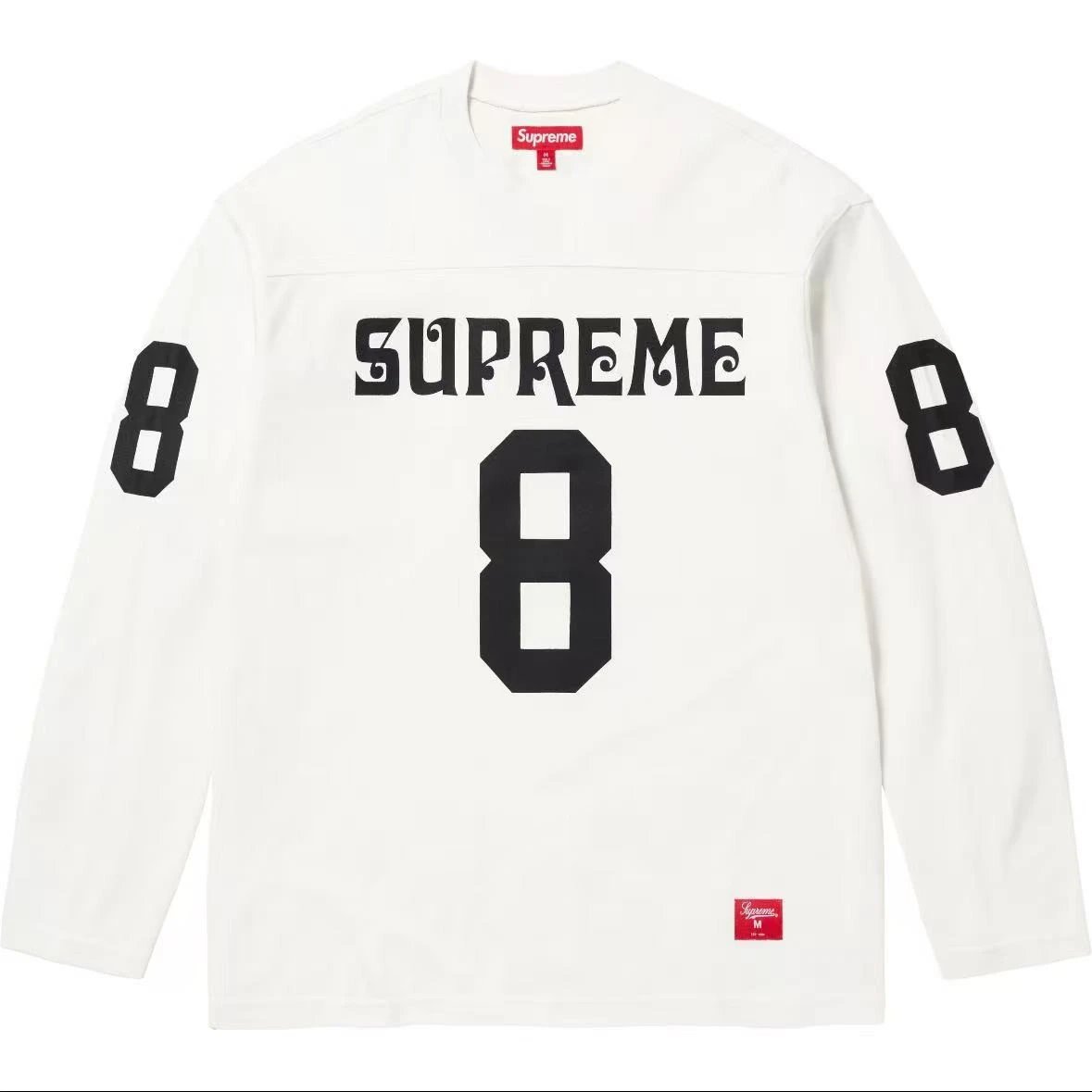 VIC-12.1 - 2025 New Style Number 8 Print Oversized Long-Sleeve Crewneck T-Shirt, Wasteland Style, Trending Instagram Fashion Export
