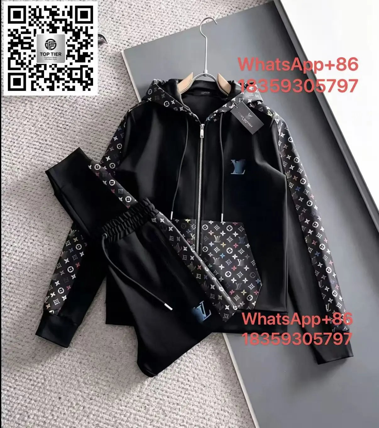AMIRI Tracksuits Zip-Up Track Jacket and Jogger Set — LV-Black A 63