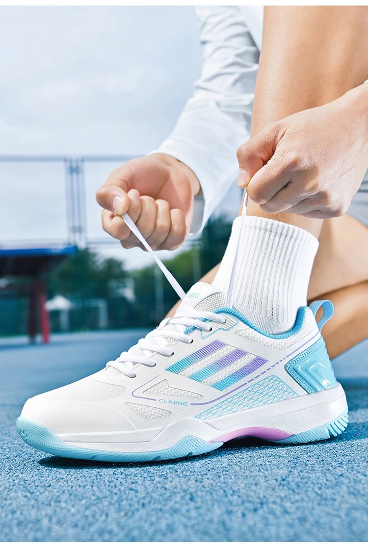 Design CLABNG Badminton Shoe White Blue Gum Sole Sneakers - 26