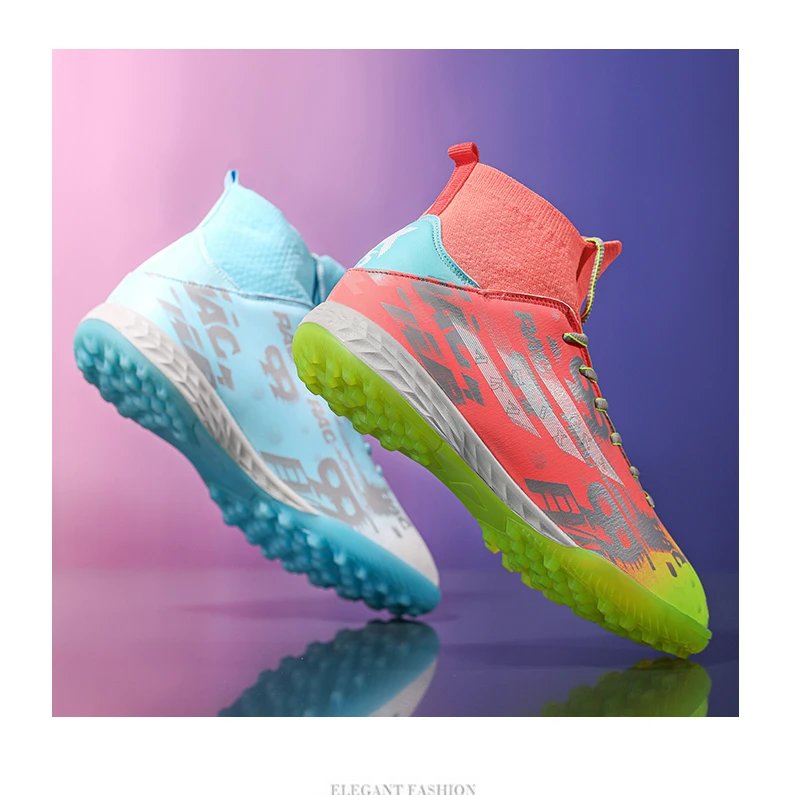 Design Football Turf Shoes Light Blue Gray Print Sneakers - 40