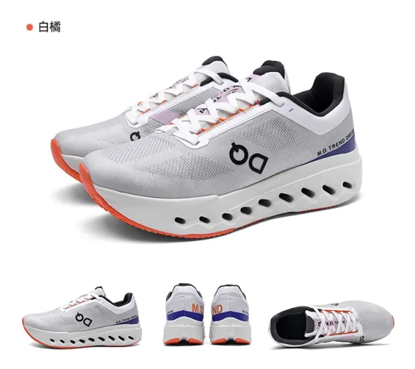 On Cloudmonster White Orange Running Shoes - 1