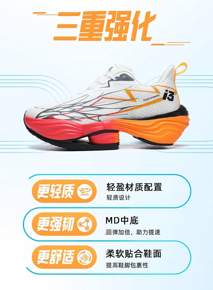 Design i3 Trend Running Sneakers White Orange Red Running Shoes - 5