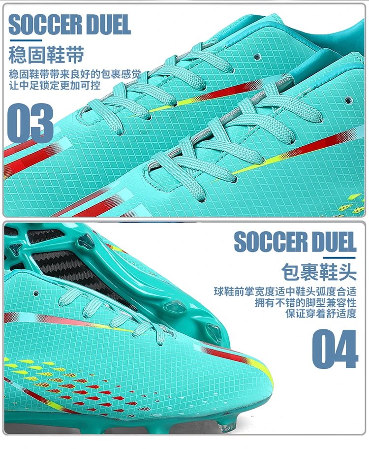 Design Football Cleats Turquoise Multicolor Soccer Studs Running Shoes - 9