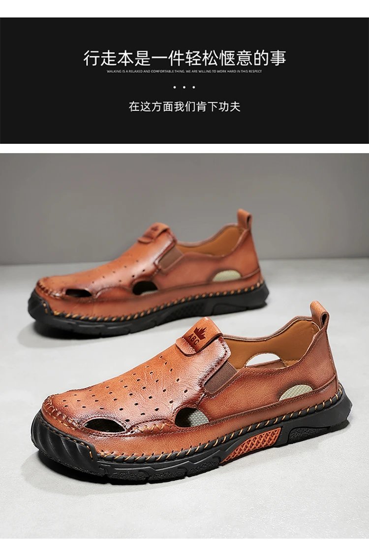 Design White Perforated Slip-On Sandal with Orange Accents Casual Shoes - 5