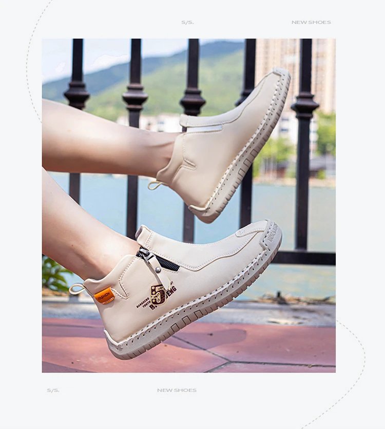 Design Bangdeng Youth Zip-Up Ankle Boot Yellow Leather Boots - 7
