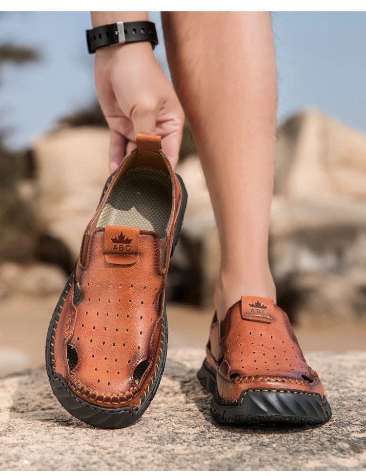 Design White Perforated Slip-On Sandal with Orange Accents Casual Shoes - 13