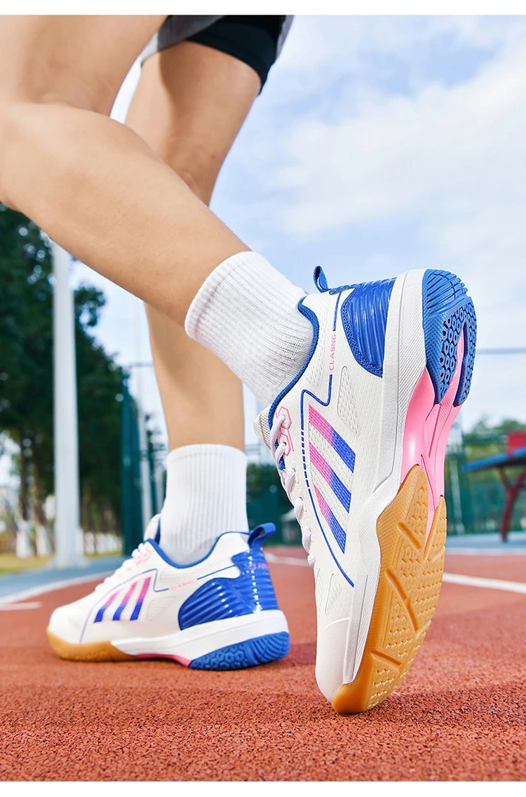 Design CLABNG Court Pro White Blue Pink Badminton Shoes Sneakers - 27