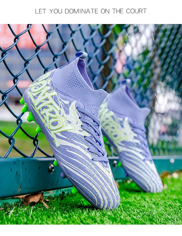 Design Control Purple Lime Green Football Cleats Sneakers - 13