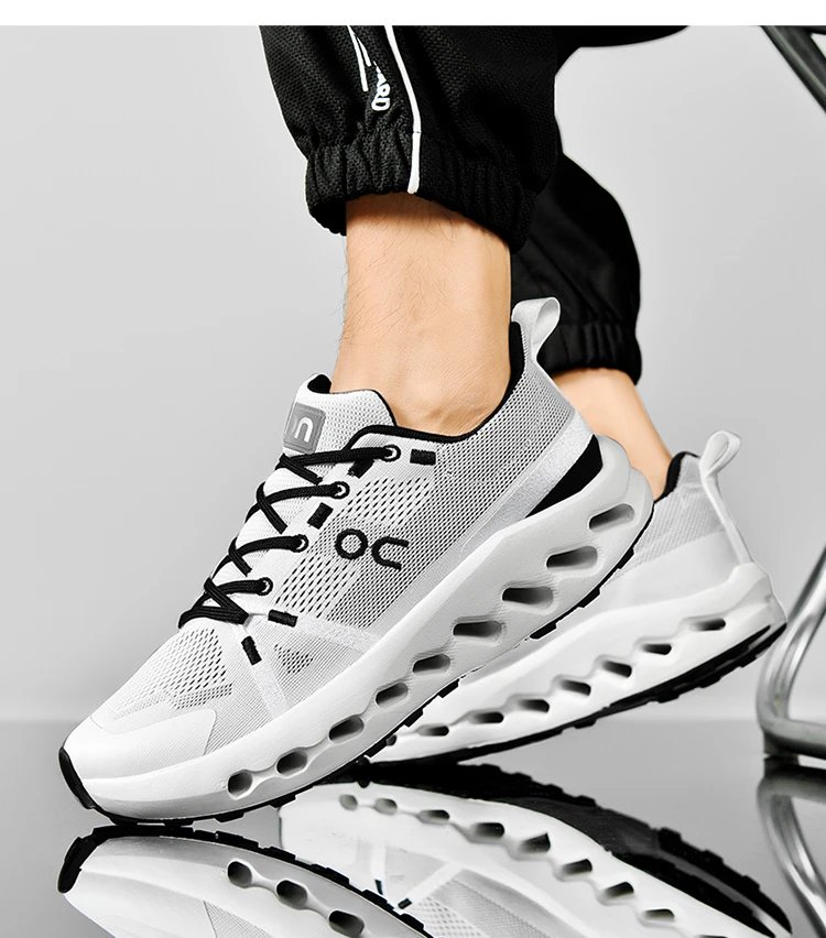 On Cloudmonster White / Black Running Shoes - 25