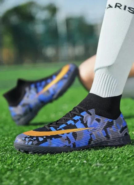 Nike Mercurial Superfly FG Blue Camo Orange Swoosh Football Cleats Sneakers - 30