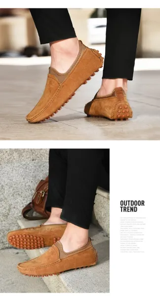 Design Slip-On Loafer Gray Suede with Orange Studs Casual Shoes - 18