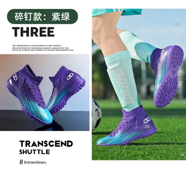 Design Football Turf Shoes Blue Gradient Sneakers - 28