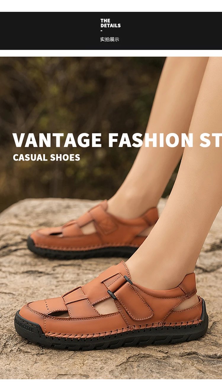 Design Sandal Black Leather Casual Sandals - 9