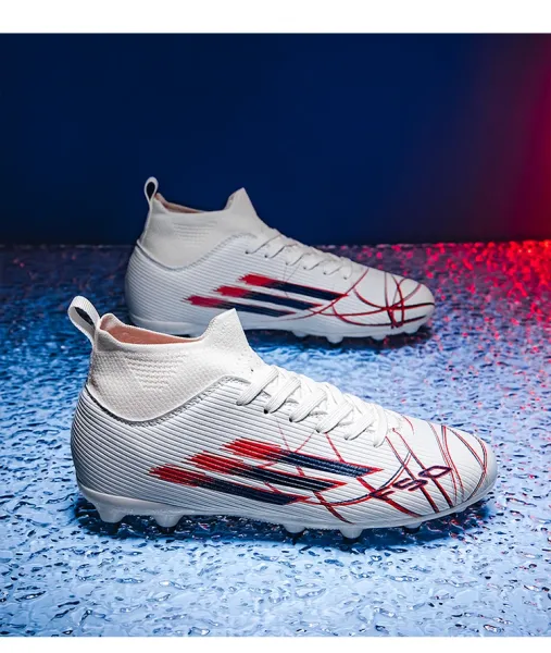 Design Football Cleat White Red Blue Multicolor Running Shoes - 17