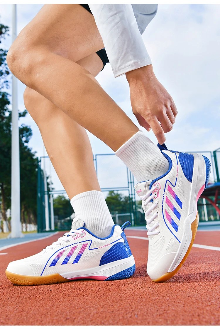 Design CLABNG Court Pro White Blue Pink Badminton Shoes Sneakers - 30