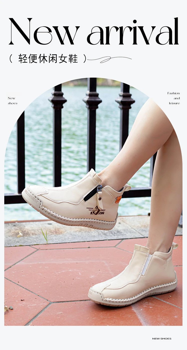 Design Bangdeng Youth Zip-Up Ankle Boot Yellow Leather Boots - 2