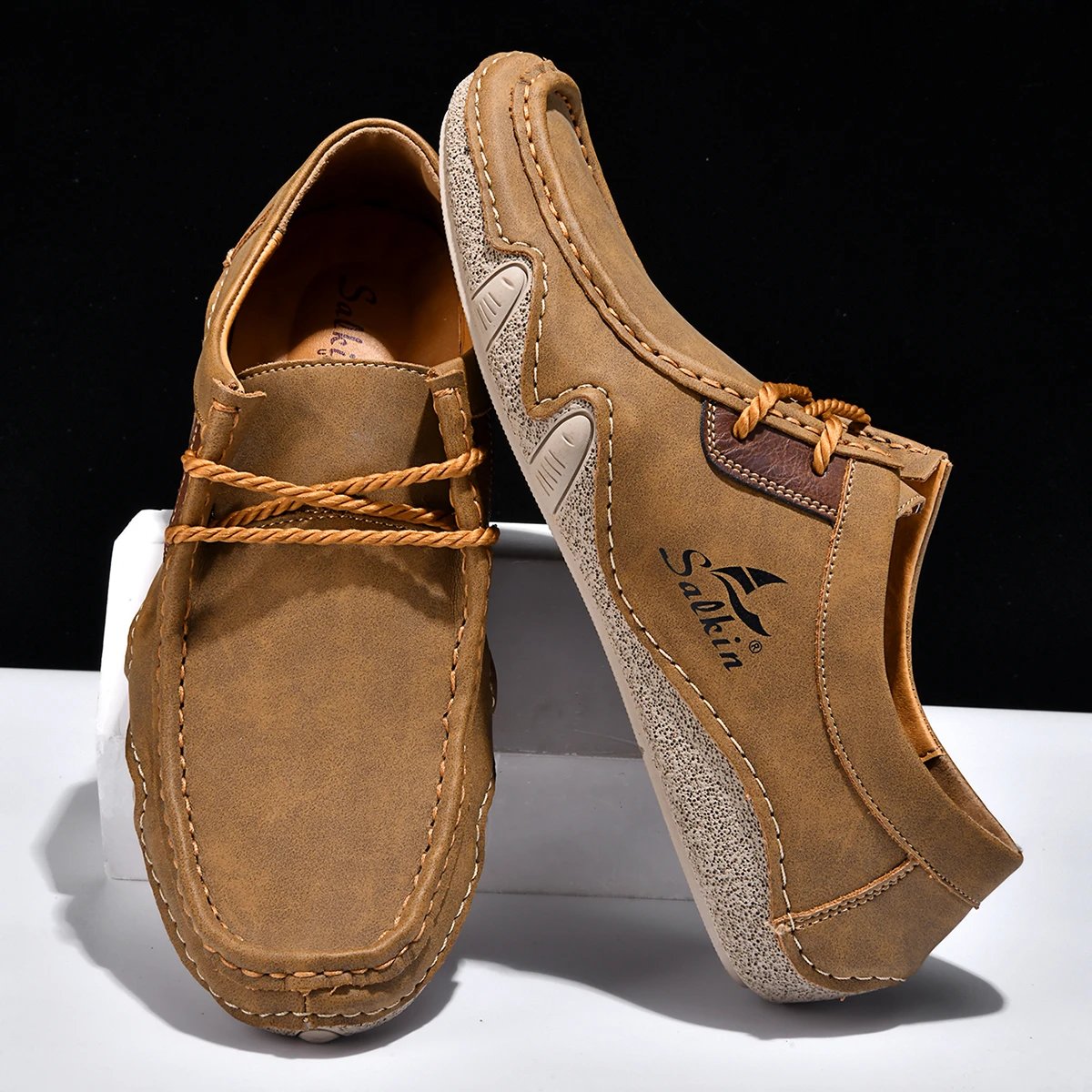 Design Salkin Casual Loafers Tan Suede Loafers - 23