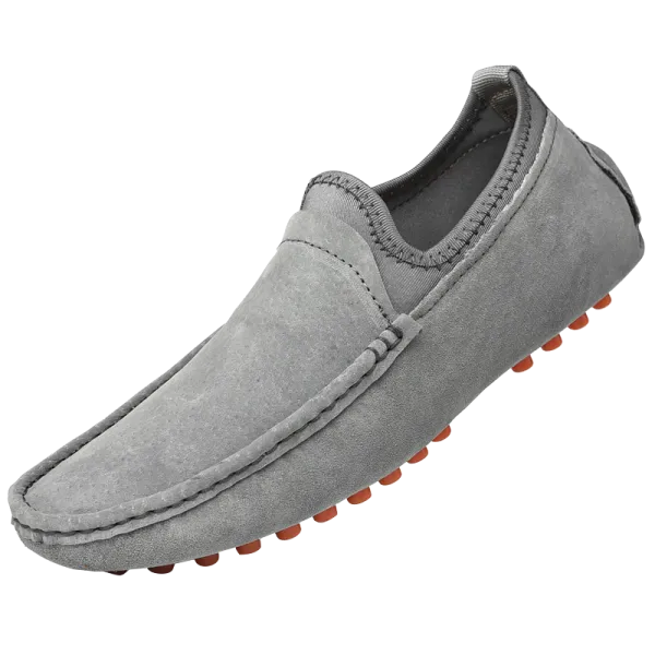 Design Slip-On Loafer Gray Suede with Orange Studs Casual Shoes - 1