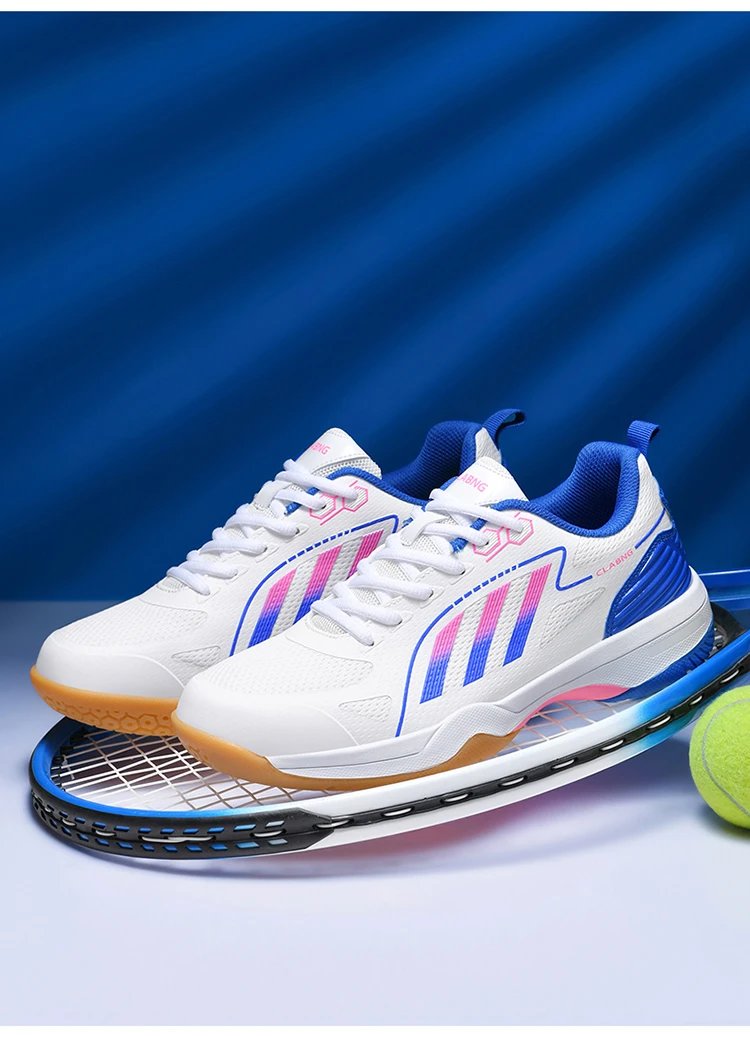 Design CLABNG Court Pro White Blue Pink Badminton Shoes Sneakers - 28