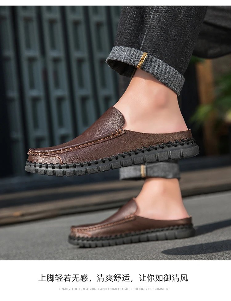 Design Leather Moccasin Slip-On Black Loafers - 21
