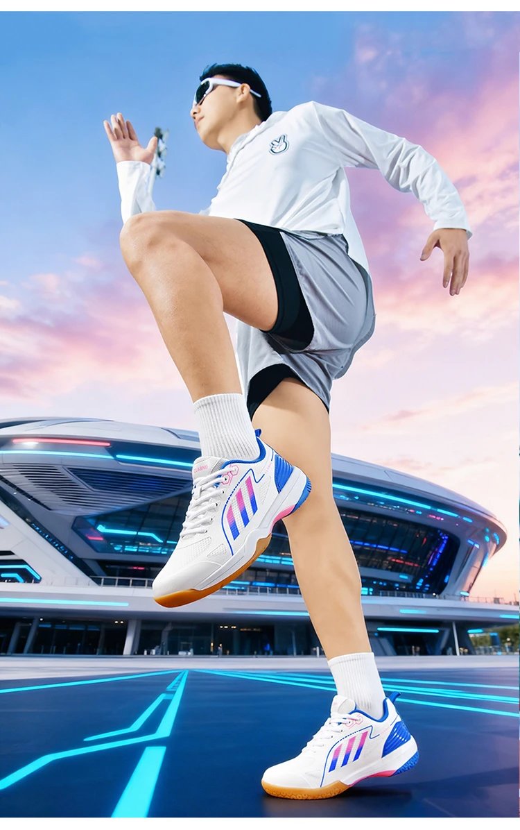Design CLABNG Court Pro White Blue Pink Badminton Shoes Sneakers - 25