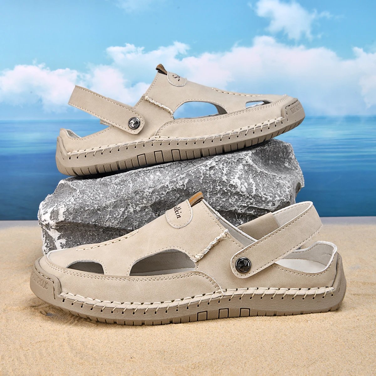 Design Sandal Blue Suede Outdoor Slide Sandals - 11