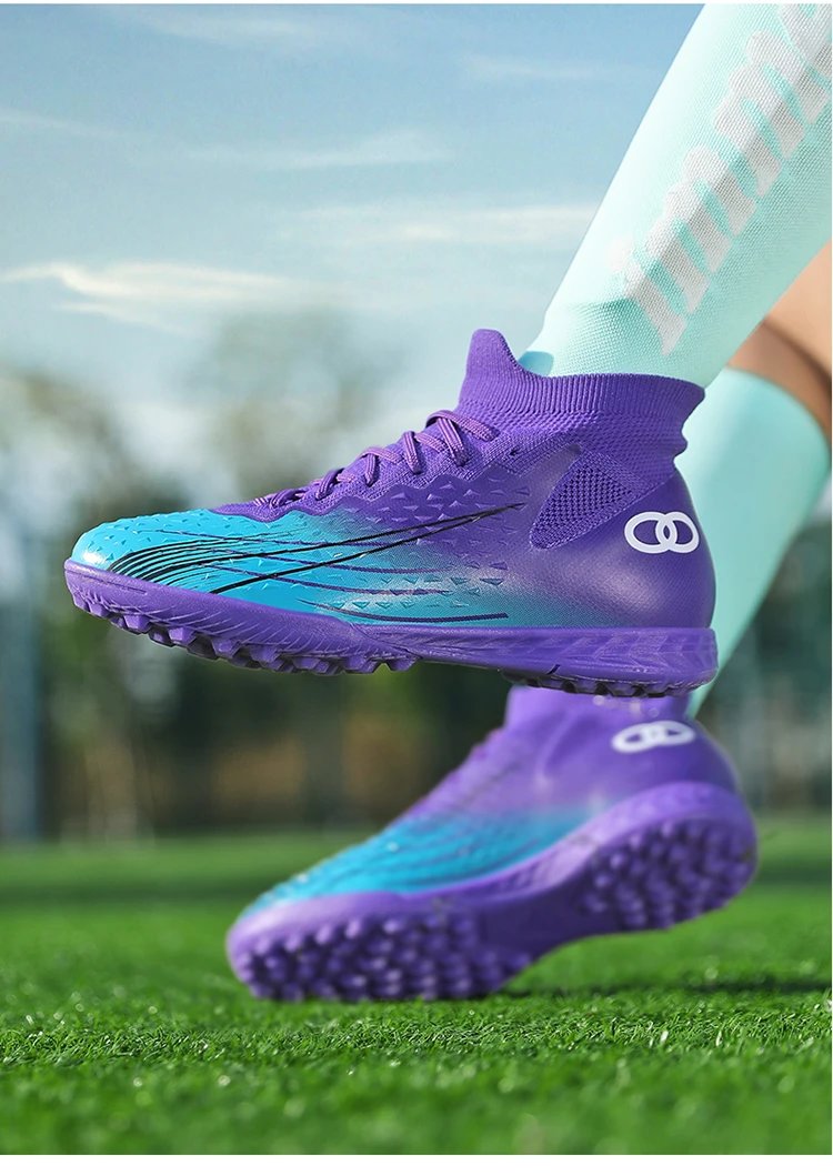 Design Football Turf Shoes Blue Gradient Sneakers - 29