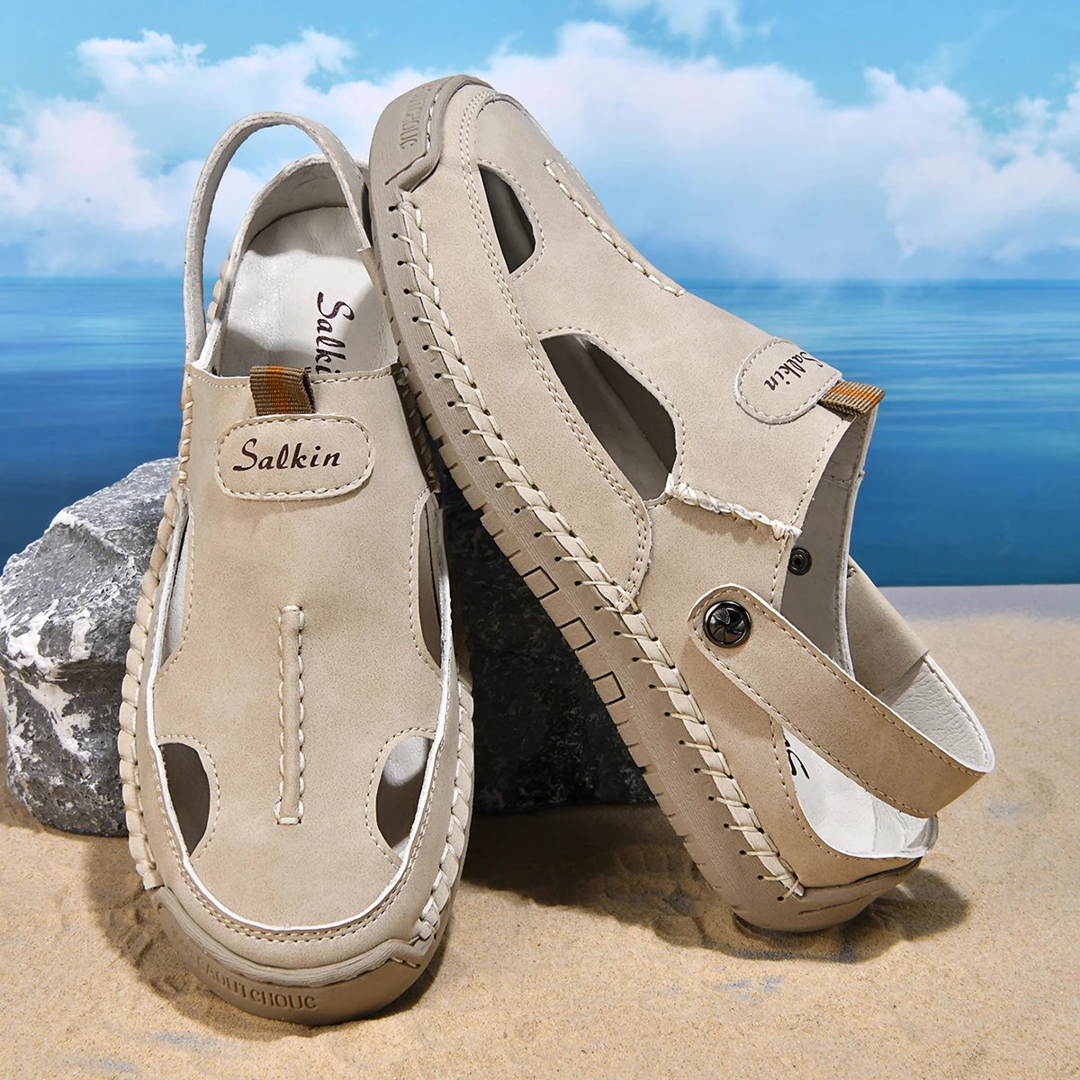 Design Sandal Blue Suede Outdoor Slide Sandals - 25