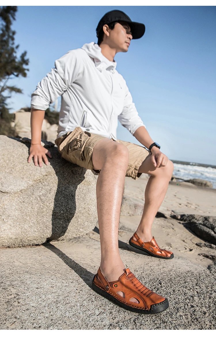 Design White Leather Summer Sandal with Cut-Outs and Adjustable Strap - 15