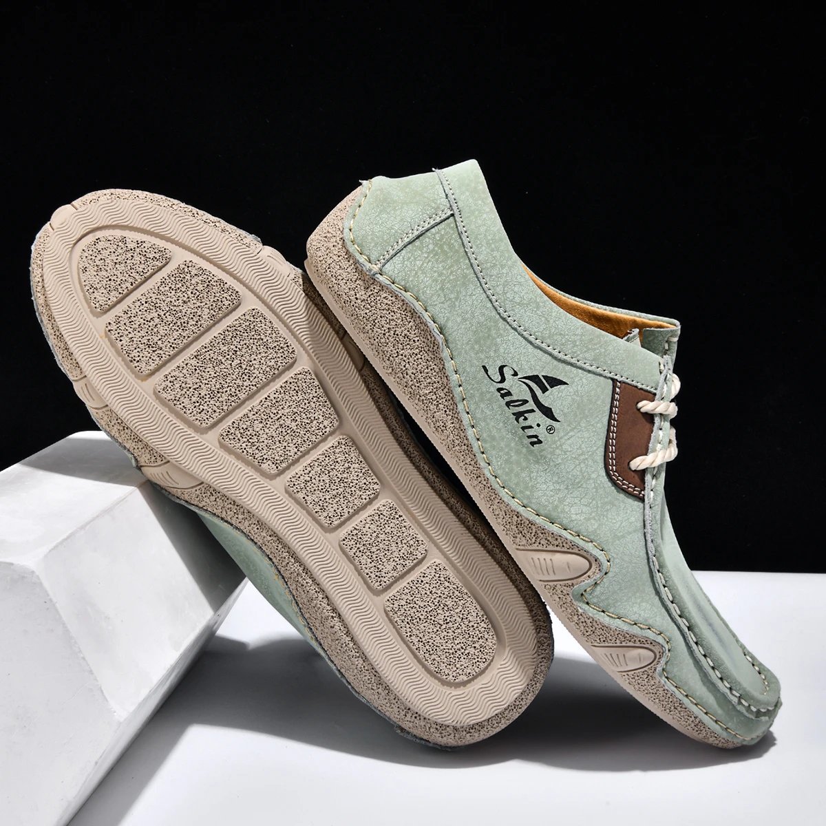 Design Salkin Casual Loafers Tan Suede Loafers - 29