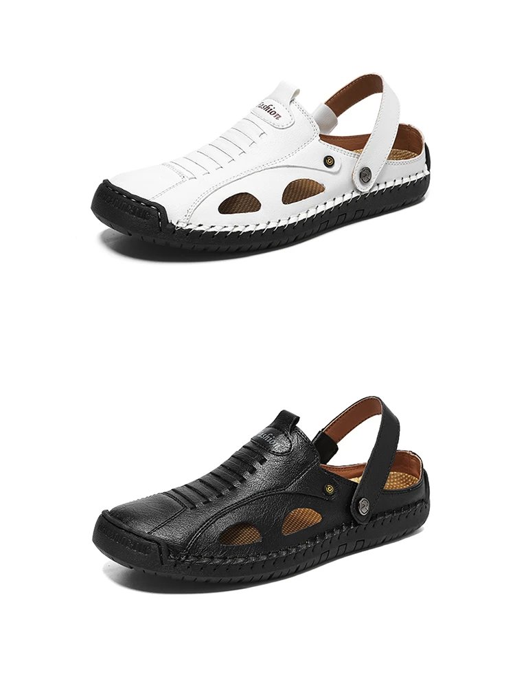 Design White Leather Summer Sandal with Cut-Outs and Adjustable Strap - 39