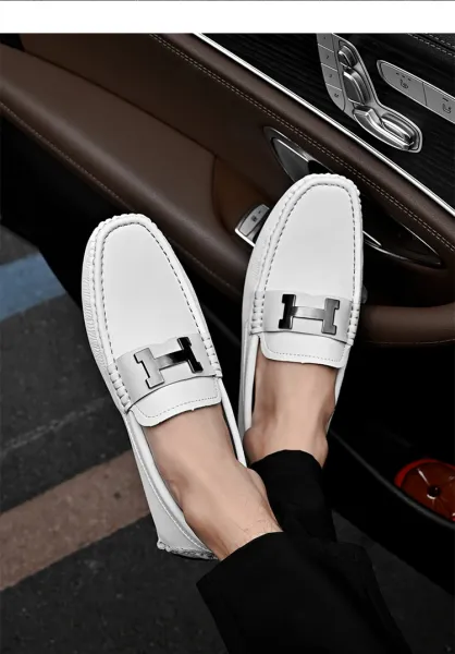 Design H-Logo Loafer Orange Casual Shoes - 32