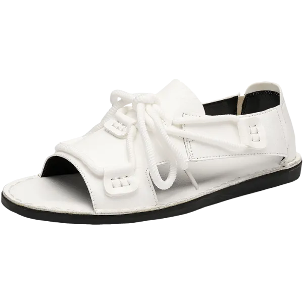 Design Rope-Lace Slide Sandal White Gladiator Sandals - 1
