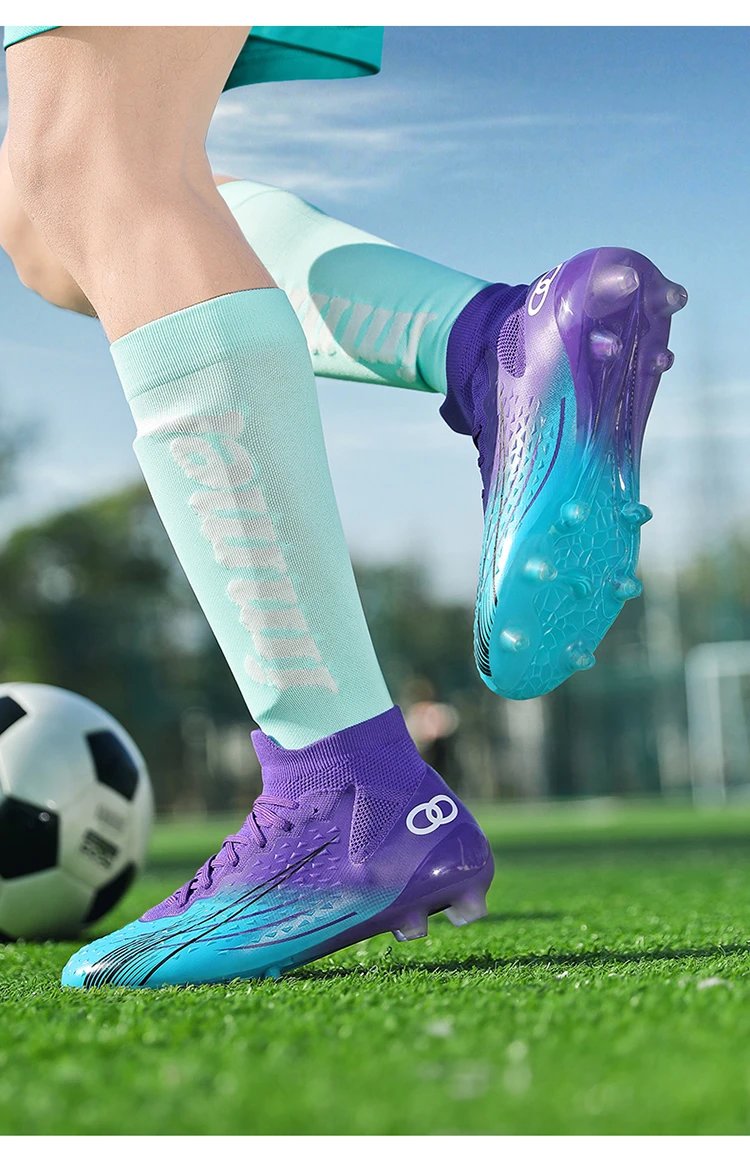 Design Football Turf Shoes Blue Gradient Sneakers - 15