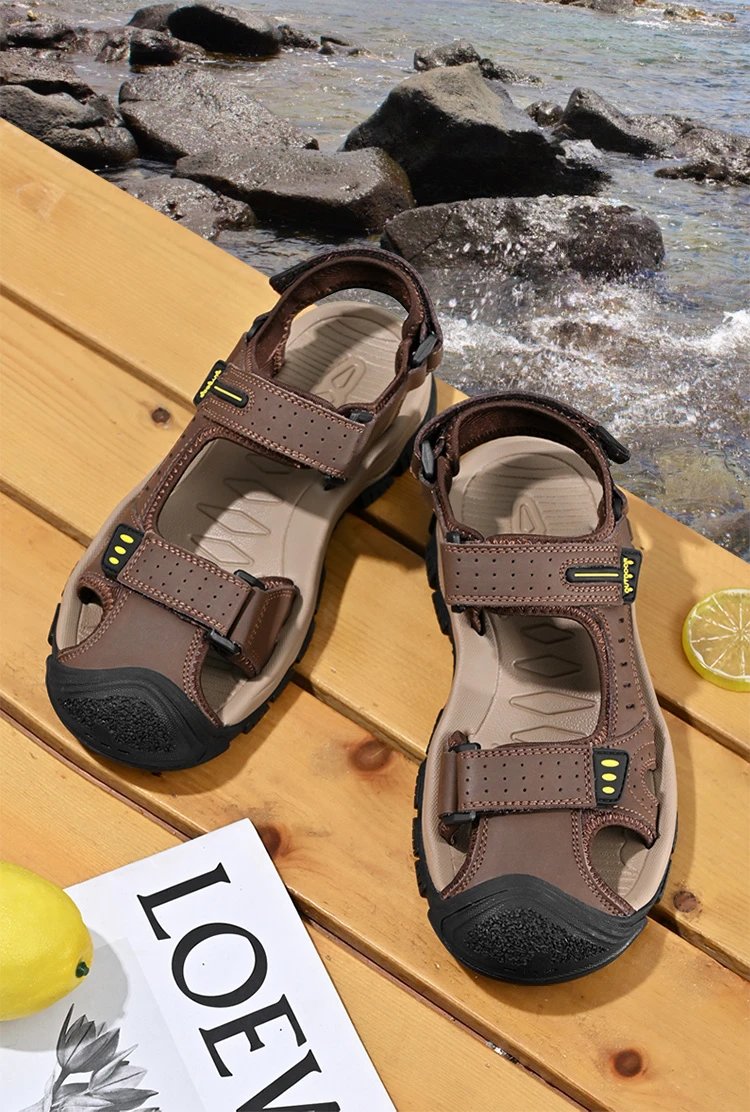Design Outdoor Sandals Black with Yellow Accents Sporty Sandals - 7