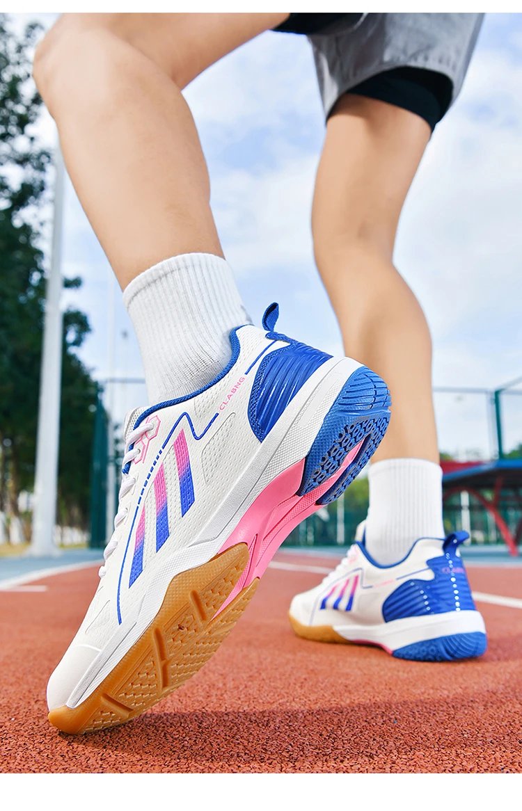 Design CLABNG Court Pro White Blue Pink Badminton Shoes Sneakers - 31