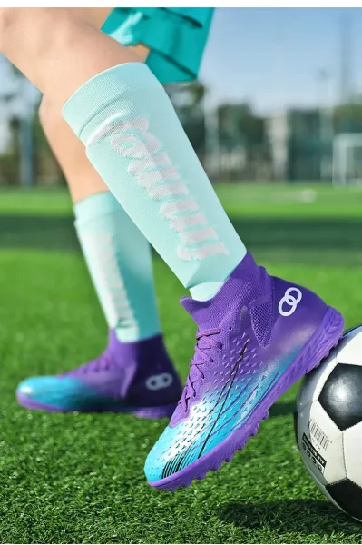 Design Football Turf Shoes Blue Gradient Sneakers - 27