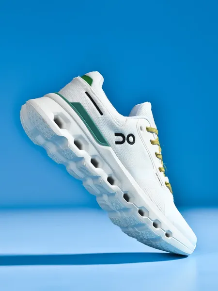 On Cloudmonster White Green Gold Sneakers Running Shoes - 1