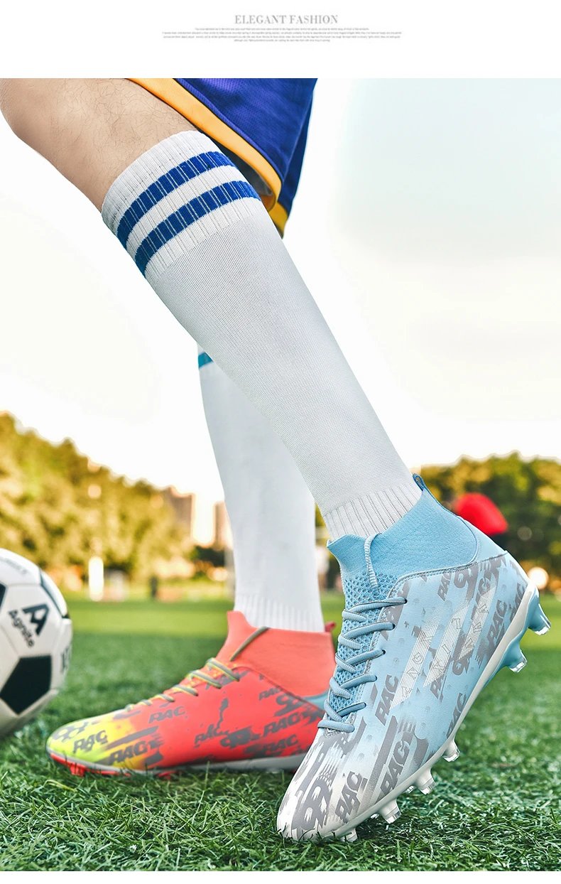 Design Football Turf Shoes Light Blue Gray Print Sneakers - 38