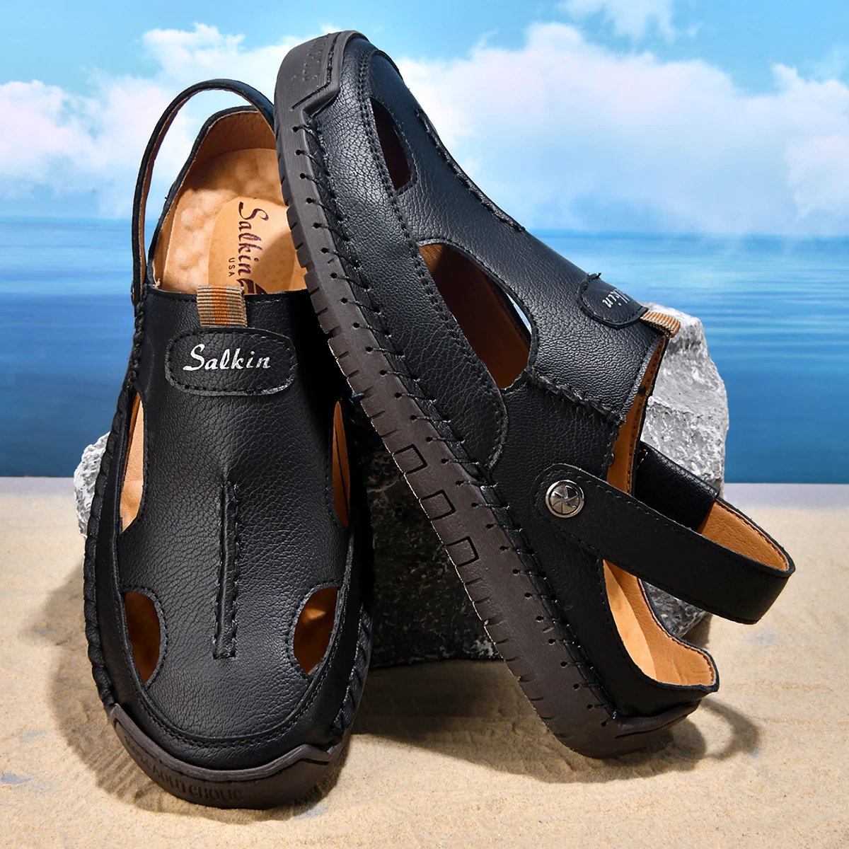 Design Sandal Blue Suede Outdoor Slide Sandals - 21
