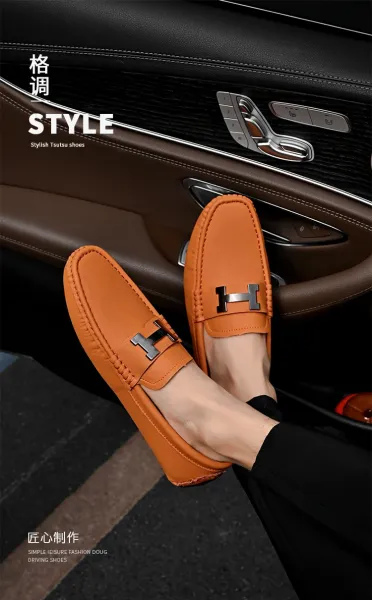 Design H-Logo Loafer Orange Casual Shoes - 5