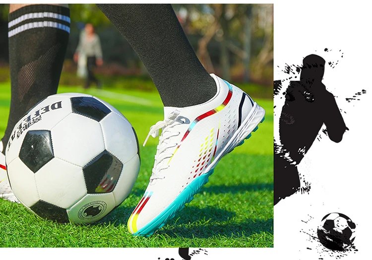 Design Football Cleats Turquoise Multicolor Soccer Studs Running Shoes - 33