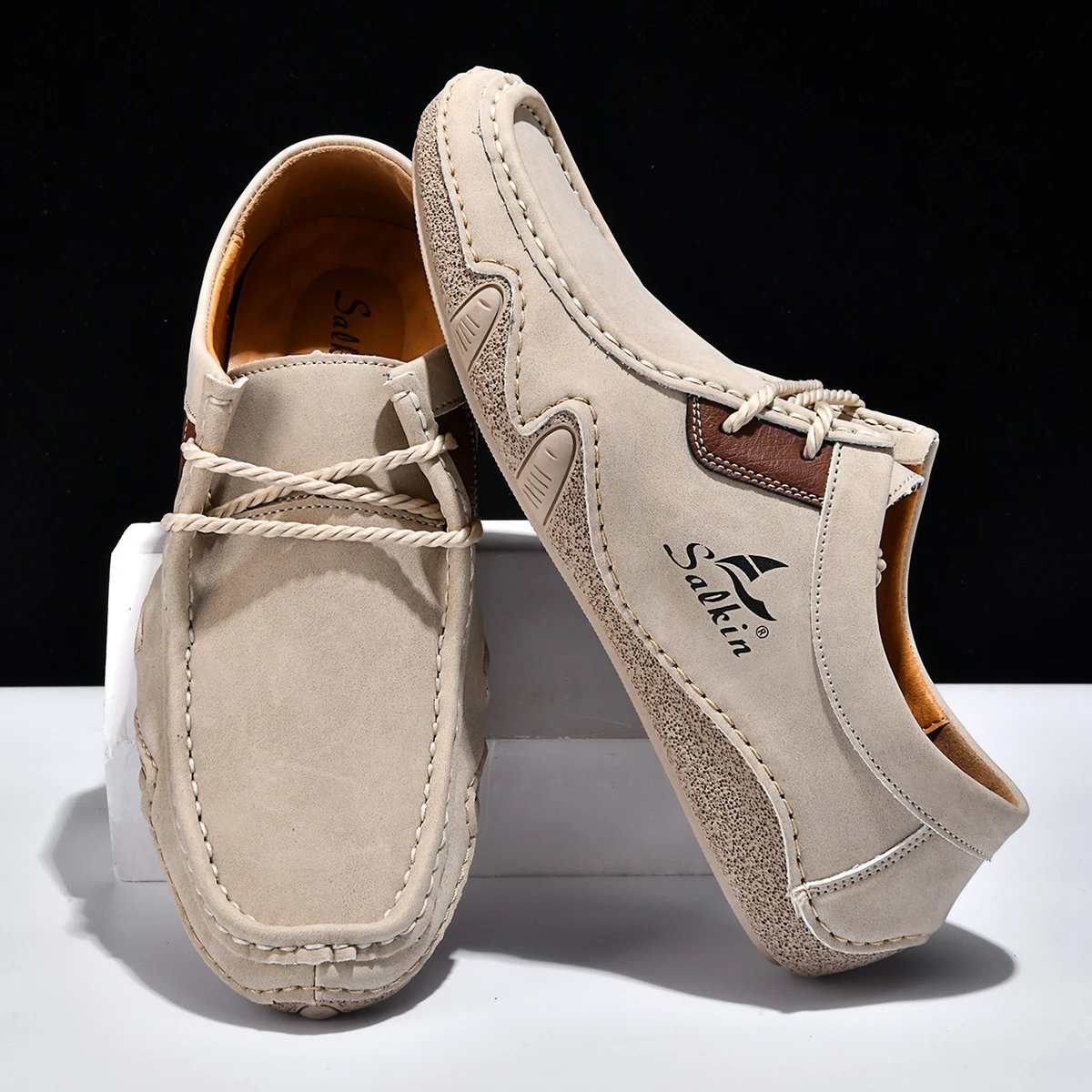 Design Salkin Casual Loafers Tan Suede Loafers - 18