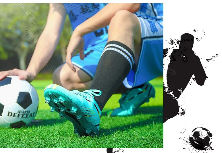 Design Football Cleats Turquoise Multicolor Soccer Studs Running Shoes - 13