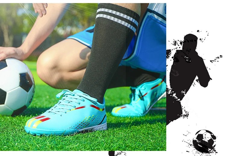 Design Football Cleats Turquoise Multicolor Soccer Studs Running Shoes - 28