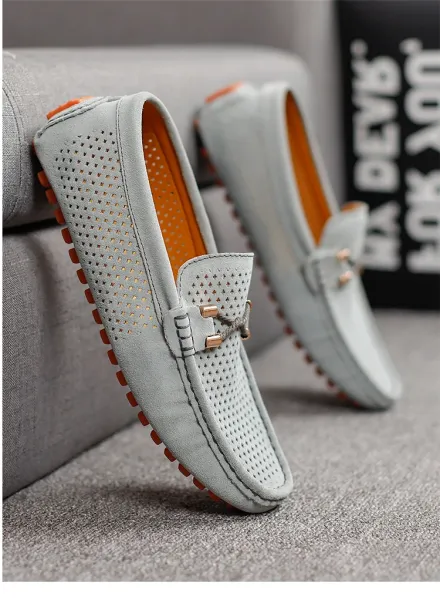 Design Perforated Loafer in Gray with Rope Detail Casual Shoes - 18