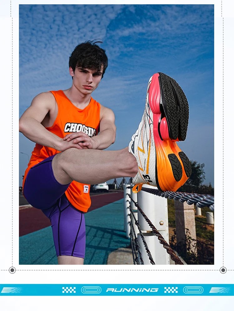 Design i3 Trend Running Sneakers White Orange Red Running Shoes - 4