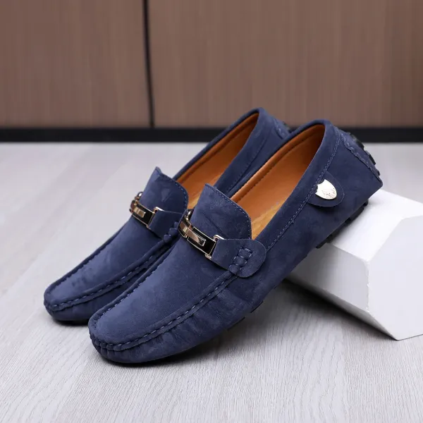 Design Loafer Gray Suede Slip-On Loafers - 20