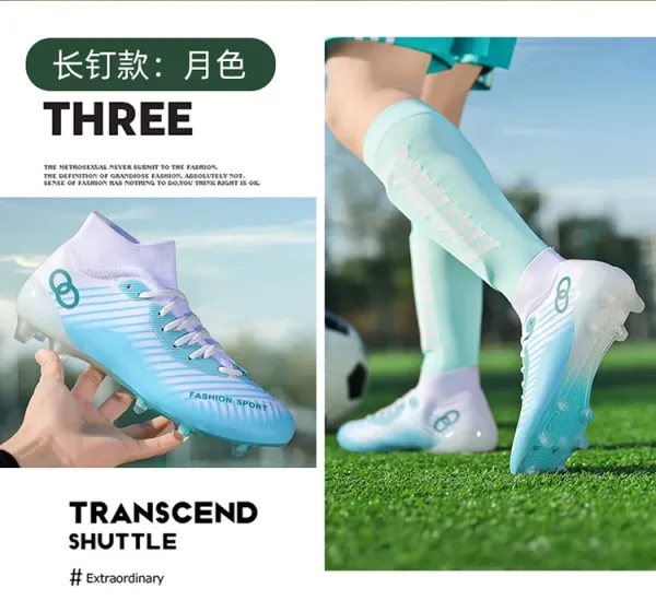 Design Fashion Sport Football Cleats Neon Yellow Blue White Sneakers - 23